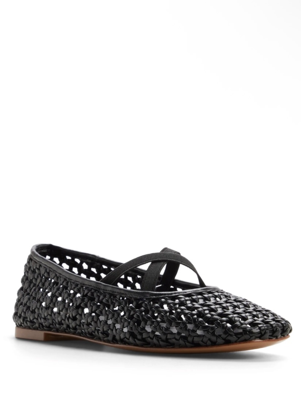 Anthropologie Kierstan Black Woven Leather Ballet Flat 39 with Shoe Box